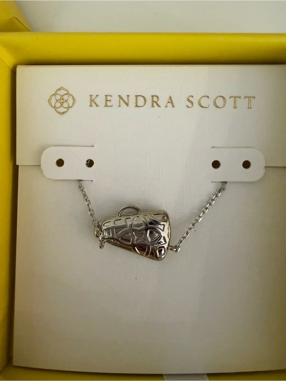 Kendra Scott Silver Necklace with Pale Pink Teardrop Pendant